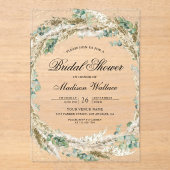 Rustic Boho Pampas Eucalyptus Wreath Bridal Shower Acryleinladungen (Vorderseite)