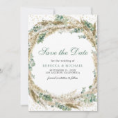 Rustic Boho Pampas Eucalyptus Wreath Wedding Save The Date (Vorderseite)