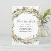 Rustic Boho Pampas Eucalyptus Wreath Wedding Save The Date (Stehend Vorderseite)
