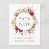 Rustic Boho Pampas Grass Blume Greenerity Wedding Ankündigungspostkarte (Vorderseite)