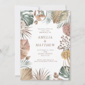 Rustic Boho Pampas Grass Greenerity Wedding Einladung (Vorderseite)