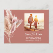 Rustic Boho Pampas Grass Save The Date Photo Postkarte (Vorderseite)