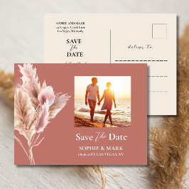 Rustic Boho Pampas Grass Save The Date Photo Postkarte