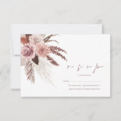 Rustic Boho Pampas Grass Terracotta Wedding RSVP Karte (Vorderseite)