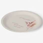 Rustic Boho Pampas Grass Wedding  Pappteller (Schrägansicht)