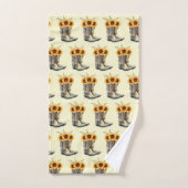 Rustic Boho Pattern - Cowboy Boots mit Sonnenblume Badhandtuch Set (Handtuch)