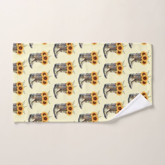 Rustic Boho Pattern - Cowboy Boots mit Sonnenblume Badhandtuch Set (Handtuch)