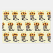 Rustic Boho Pattern - Cowboy Boots mit Sonnenblume Geschenkpapier Set (Vorderseite 2)