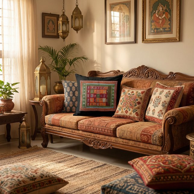 Rustic Boho Pattern Geometrical floral Kissen (Von Creator hochgeladen)