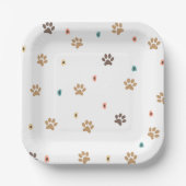 Rustic Boho Paw Print Baby Shower  Pappteller (Vorderseite)