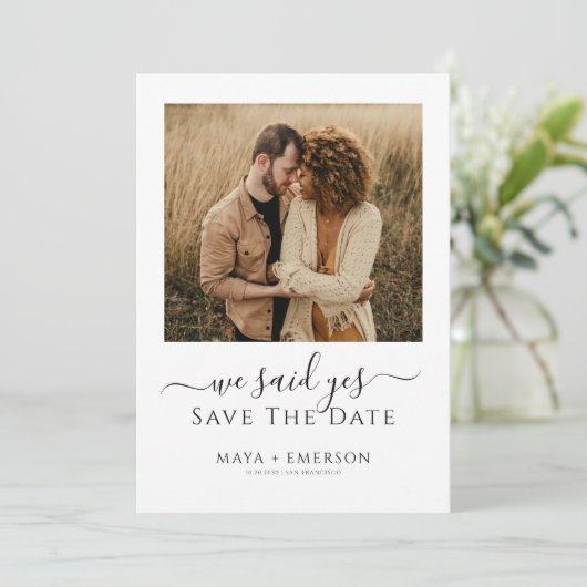 Rustic Boho Photo Wedding  Save The Date (Stehend Vorderseite)