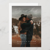 Rustic Boho Photo Wedding Thank You Card W Note Dankeskarte (Vorne/Hinten)