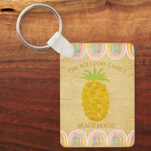 Rustic Boho Pineapple Schlüsselanhänger (Vorderseite)