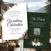 Rustic Boho Pinecones Eleganter QR Code Hochzeit
