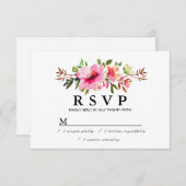 Rustic Boho Pink Floral Wedding RSVP Card (Vorne/Hinten)