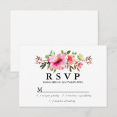 Rustic Boho Pink Floral Wedding RSVP Card Karte (Vorne/Hinten)