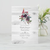 Rustic Boho Plum Wine Degustation QR Code UAWG Wed Einladung (Stehend Vorderseite)