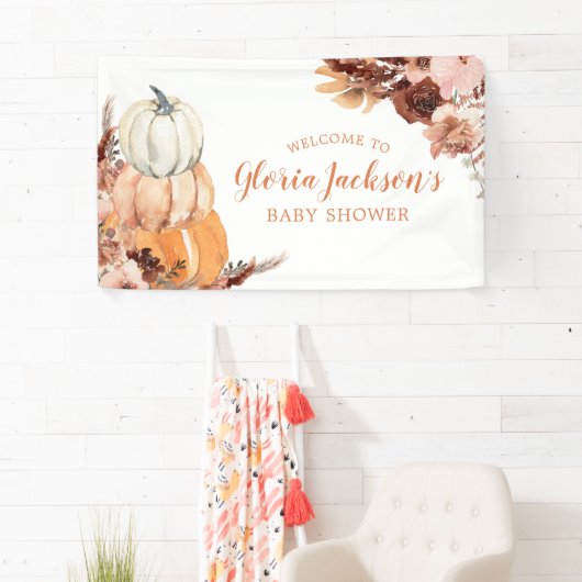 Rustic Boho Pumpkin Baby Dusche Große Banner (Insitu)