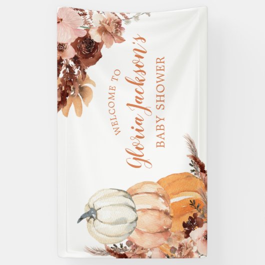 Rustic Boho Pumpkin Baby Dusche Große Banner (Vertikal)