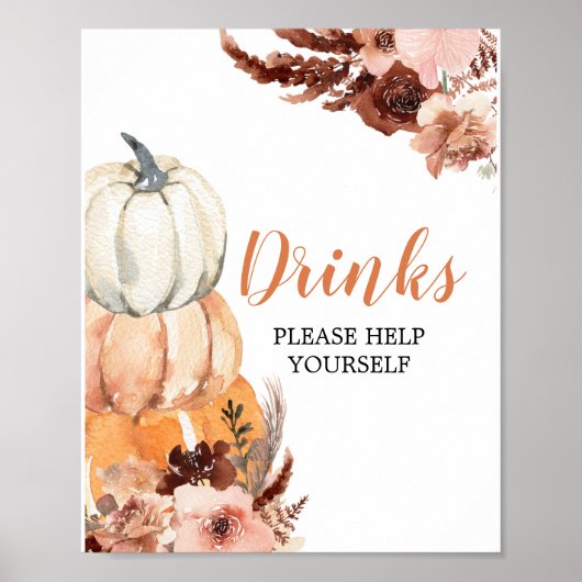 Rustic Boho Pumpkin Baby Duschgetränke Poster (Vorne)