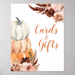 Rustic Boho Pumpkin Baby Duschkarten & Geschenke Poster