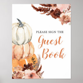 Rustic Boho Pumpkin Baby Showbook Poster