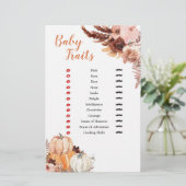 Rustic Boho Pumpkin Baby Shower Baby Tracks Spiele (Stehend Vorderseite)
