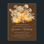 Rustic Boho Pumpkin Fall 30. Geburtstag Party Einladungspostkarte<br><div class="desc">Die Kürbisse des Falles sind in zarten goldgelben und orangefarbenen Wildblumen eingebettet,  um eine elegante Ästhetik zu schaffen. Der gesamte Text ist editierbar,  sodass Sie ganz einfach Ihre eigene Stimmung gestalten können.</div>