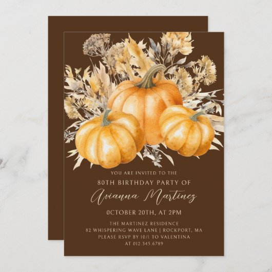 Rustic Boho Pumpkin Fall Foliage Einladung (Vorne/Hinten)