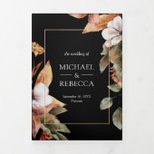 Rustic Boho Pumpkin Foto QR Code Black Wedding Dreifach Gefaltete Einladung (Cover)