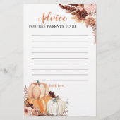 Rustic Boho Pumpkin Oh Baby Advice Card (Vorderseite)