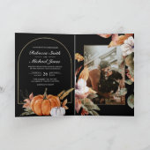 Rustic Boho Pumpkin Photo QR Code Black Wedding Einladung (Innenseite)
