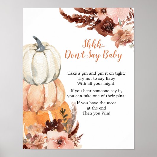 Rustic Boho Pumpkin Say Baby Games nicht signieren Poster (Vorne)