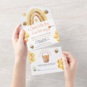 Rustic Boho Rainbow Sweet Little Bee Baby Dusche All In One Einladung (Abreißen)