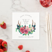 Rustic Boho Red Floral Stag Antlers Baby Showroom Serviette (Beispiel)