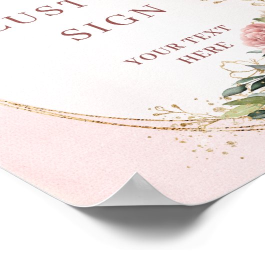 Rustic Boho Rose Gold Greenery Custom Sign Poster (Ecke)