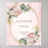 Rustic Boho Rose Gold Greenery Custom Sign Poster (Vorne)