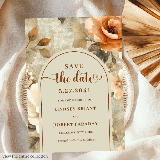 Rustic Boho Rusty Ivory Sage Floral Save The Date Einladung