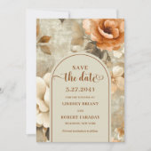 Rustic Boho Rusty Ivory Sage Floral Save The Date Einladung (Vorderseite)