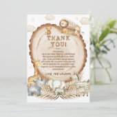 Rustic Boho Safari Animals Baby Dusche Dankeskarte (Stehend Vorderseite)