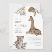 Rustic Boho Safari Leopard and Giraffe Baby Shower Einladung (Vorderseite)