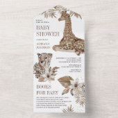 Rustic Boho Safari Leopard und Giraffe Baby Dusche All In One Einladung (Innen Boden)