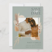 Rustic Boho Sage Foto Wedding Save The Date (Vorderseite)