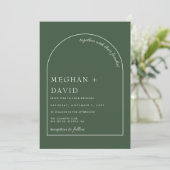 Rustic Boho Sage Green Arch Wedding Einladung (Stehend Vorderseite)