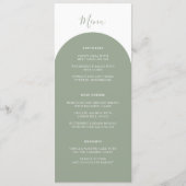 Rustic Boho Sage Green Arches Retro Wedding Dinner Menükarte (Vorderseite)