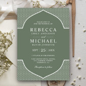 Rustic Boho Sage Green Ethnic Indian Arch Wedding Einladung