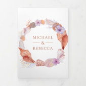 Rustic Boho Seashells Nautical QR Code Wedding Dreifach Gefaltete Einladung (Cover)
