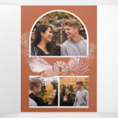 Rustic Boho Seashells Nautical QR Code Wedding Dreifach Gefaltete Einladung (Innenseite Mitte)