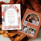 Rustic Boho Seashells Nautical QR Code Wedding Einladung