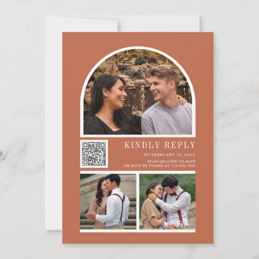 Rustic Boho Seashells Nautical QR Code Wedding Einladung (Rückseite)